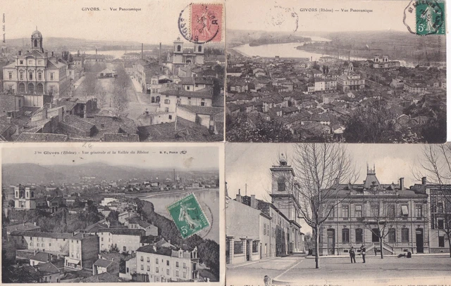 Lot de 4 cartes postales anciennes postcards GIVORS RHÔNE 2