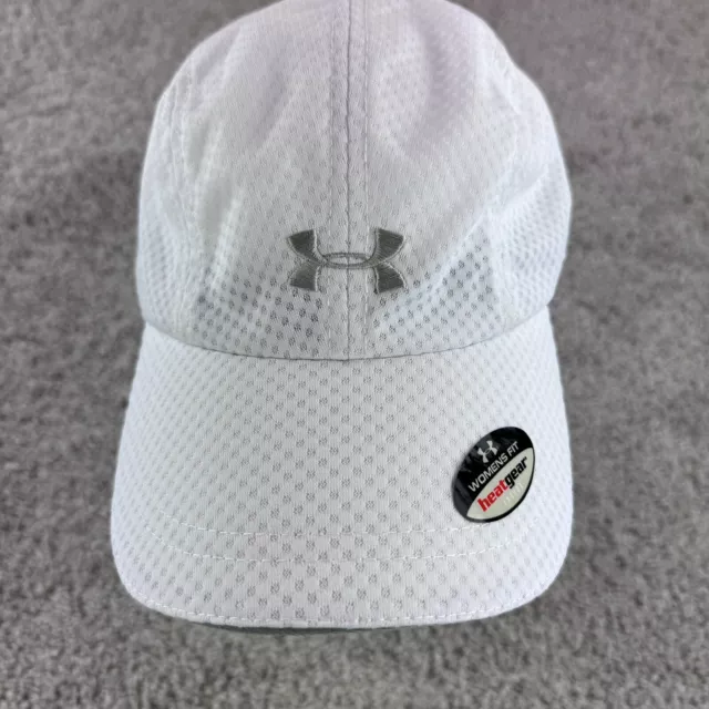 Under Armour Hat Womens Cap Strapback Heatgear White Logo Poly NWT Activewear 2