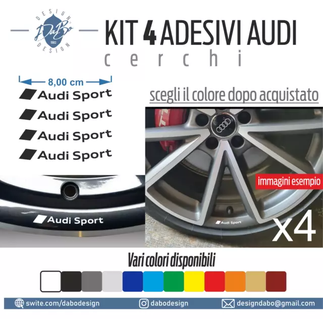 ADESIVI CERCHI AUDI SPORT S LINE ruota in lega A3 A4 A5 A6 TT Q3 Q5 S3 S-line A1