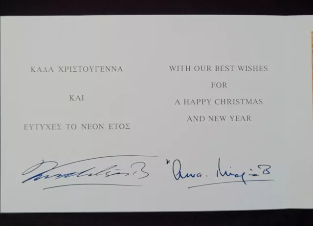 1990 Greek King Constantine Queen Anne-Marie Signed Royal Christmas Card Royalty 2