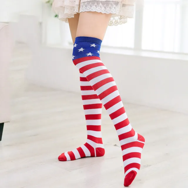 Striped Stars Socks Over The Knee Stockings Women's Knee High Socks