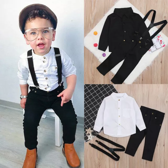 Toddler Kids Baby Boys Gentleman Clothes Long Sleeve Button Pants Formal Outfit