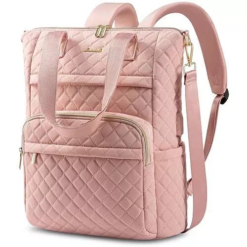 LOVEVOOK Laptop Backpack for Women 17 inch,Diamond Quilted Convertible Backpa...