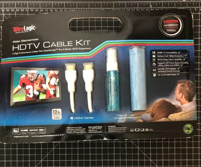 Wire Logic Logical Solutions High Definition HDTV 12 ft Cable Kit.new