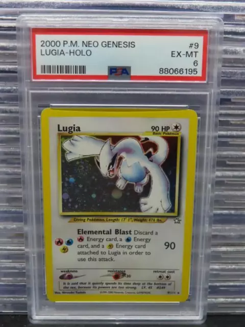 2000 Pokemon Game Neo Genesis Unlimited Lugia Holo Rare 9/111 #9 PSA 6 EX-MT