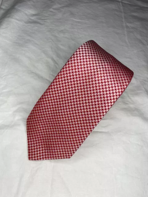 THOMAS PINK Tie Silk Red Geometric Necktie Made in England