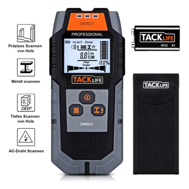 TACKLIFE Stud Finder Wall Scanner 4 in 1 Center Finding Electronic Wall Detector
