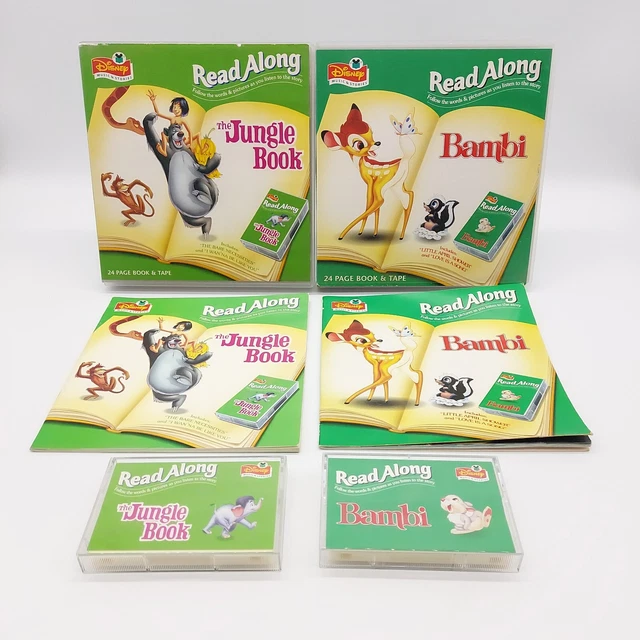 VINTAGE DISNEY READ Along Books Audio Tapes The Jungle Book Bambi Vintage disney read along books audio tapes the jungle book bambi