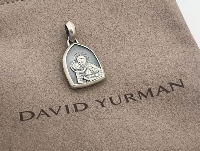 David Yurman .925 Sterling Silver Saint Anthony Pendant Amulet With Chain 22"