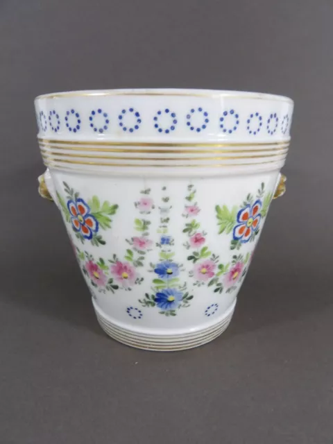 Rafraichissoir cache pot ancien porcelaine de Paris aux lions décor floral XIXe