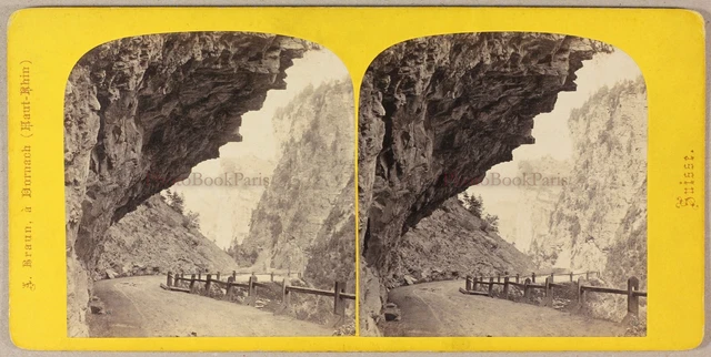 Schweiz Via Mala Johannisberg Foto Braun Stereo PL55L2n Vintage Albumin c1865