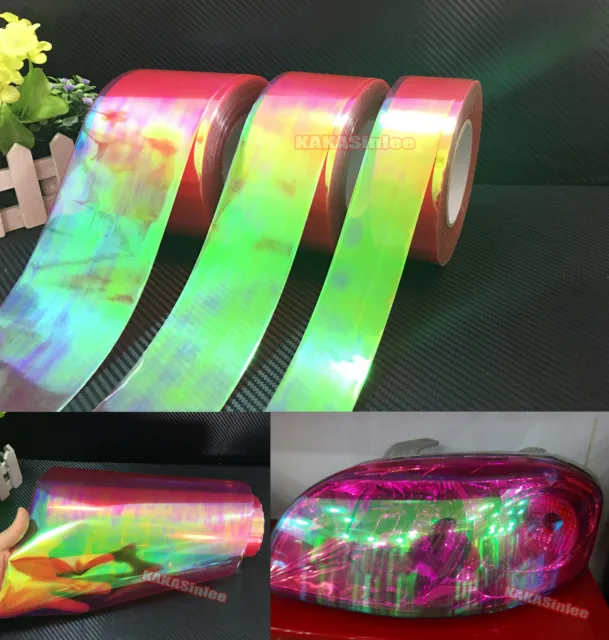 Red Car Rainbow Chameleon Mirror Headlight Taillight Vinyl Wrap Tint Sticker HD