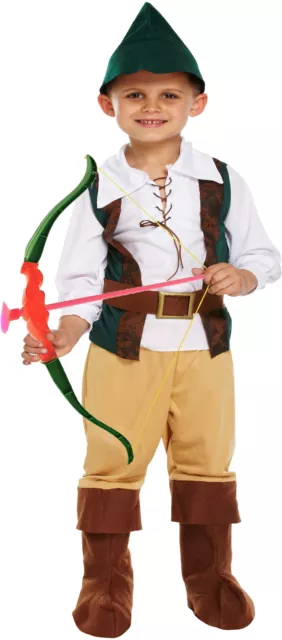 Mittelalter Kostüm Robin Hood Gr. 122/134 cm + Pfeil- und Bogenset 3 Pfeile