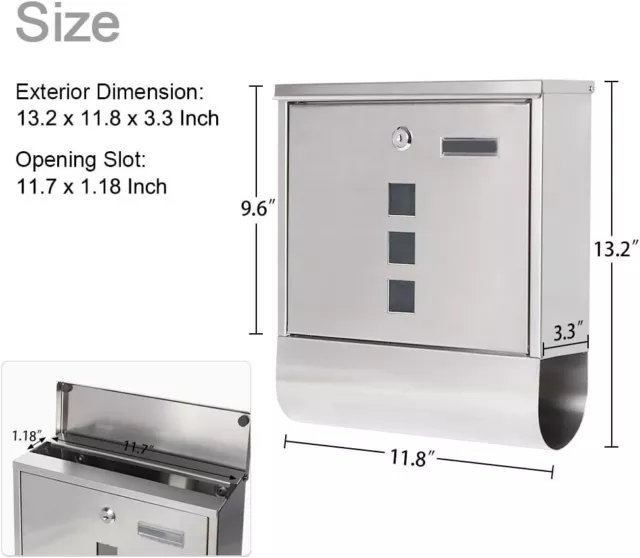 Buzones De Correo Para Casa Exterior Moderno Pared Con Acero Inoxidable NUEVO EE. UU. 3