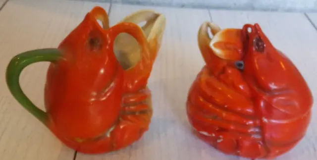 Original Royal Bayreuth Bavaria Lobster Porcelain Creamer, Sugar Bowl with Lid