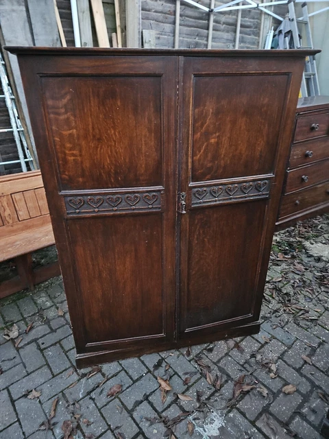 Antique Oak 2 Door Gentlemans Wardrobe