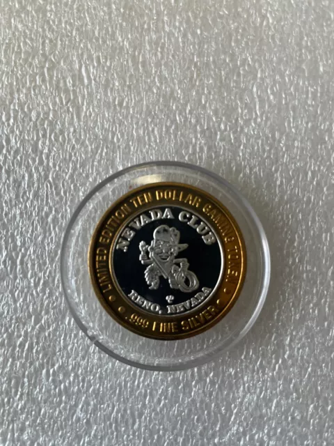 Nevada Club Reno $10 Gaming Casino Token .999 SILVER Strike