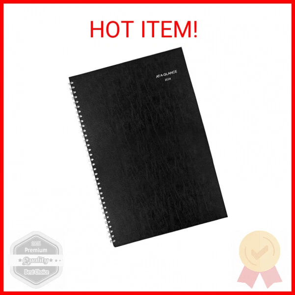 AT-A-GLANCE 2024 MONTHLY Planner, DayMinder, 8" x 12", Large, Black