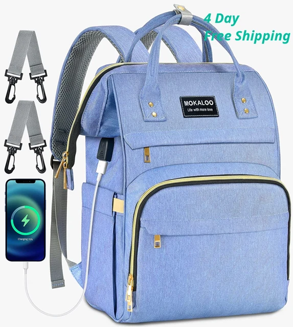 Baby Diaper Bag Backpack USB Port waterproof Nappy Changing Bags Stroller Straps