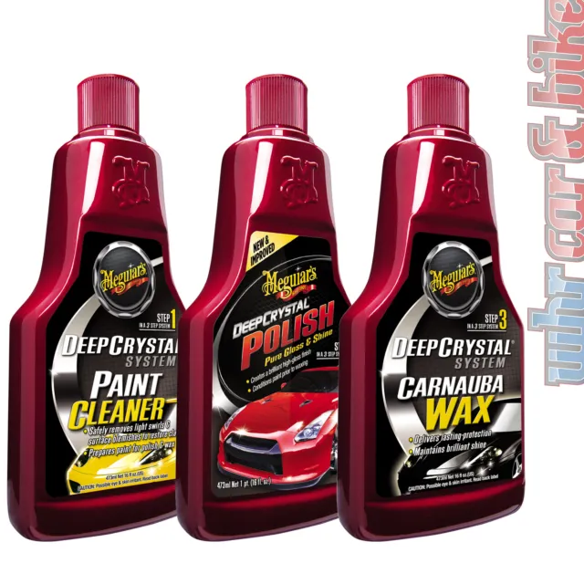 Meguiars Deep Crystal Paint Cleaner, Polish & Carnauba Wax Step1-3