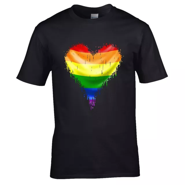 Bellissima t-shirt da uomo bandiera arcobaleno LGBT Love Dripping Heart Gay Pride regalo