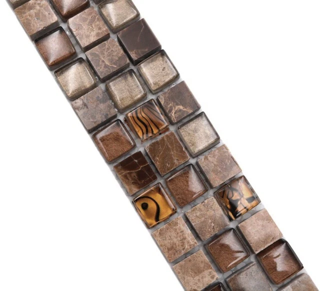 Bordo mosaico bordo mosaico vetro pietra naturale mix marmo beige marrone WB92BOR-1303