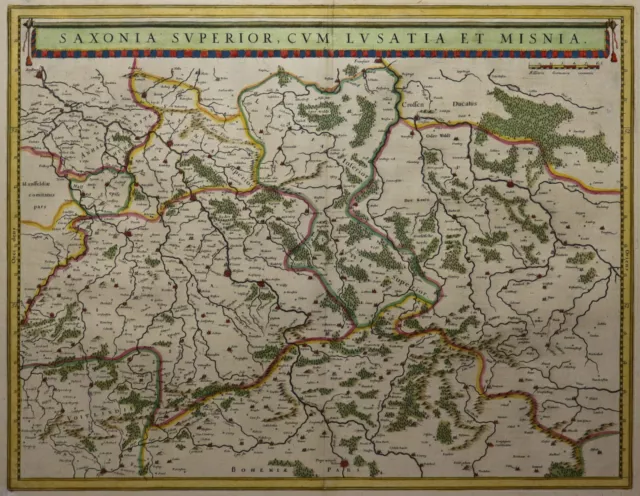 Saxonia Superior, cum Lusatia et Misnia -Blaeu 1640 - Altkolorierter Kupferstich