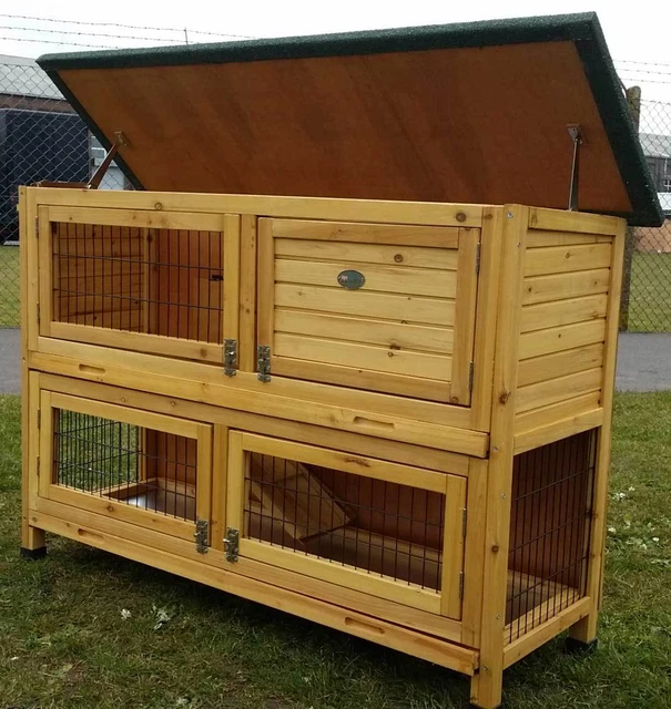 RABBIT HUTCH GUINEA Pig Hutches Run Runs Large 2 Tier Double Decker