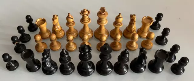 ANTIQUE ENGLISH CHESS SET  STAUNTON PATTERN KING 75mm Lead Weighted