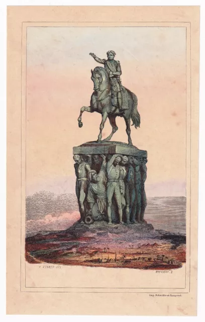Lithograph Equestrian Statue Napoleon Bonaparte First Empire Horace Vernet