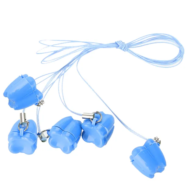 Blue 5pcs Plastic Baby Milk Tooth Storage Box With Rope Tooth Saver Necklace Dmx