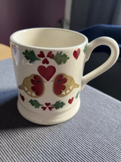 Emma Bridgewater Christmas 1/2 Pint Mug, Robin / Holly / Hearts Design, BNWOT