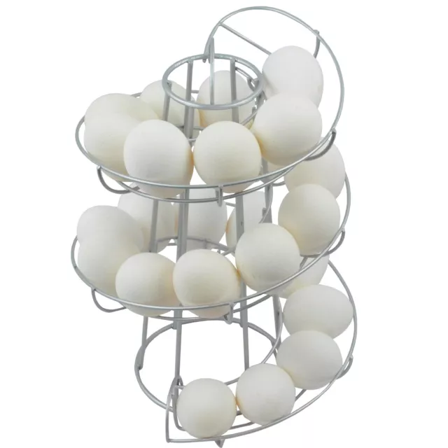 Silver Kitchen Storage Spiral Helter Skelter Egg Holder Stand Rack Holds 18 Eggs