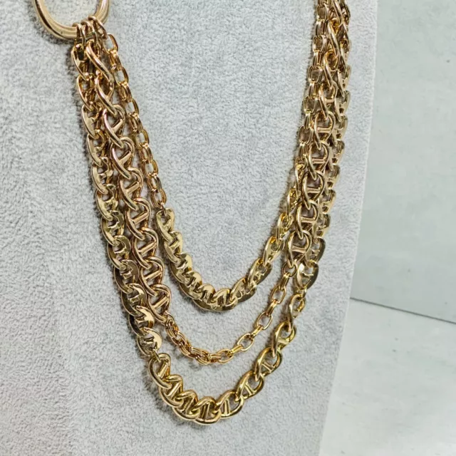 Liz Claiborne Necklace Layered Chain Gold Tone 30" Modernist Costume Jewelry