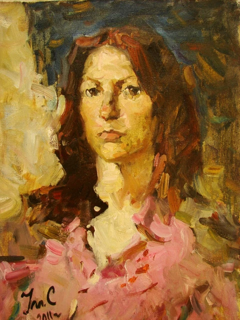 UKRAINIAN OIL PAINTING Impressionism realism female portrait girl woman ...