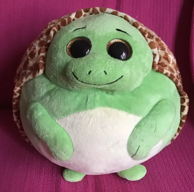 Large Ty Beanie Ballz Smiley Zoom The Turtle Green Brown Soft Plush Toy 13” 2012