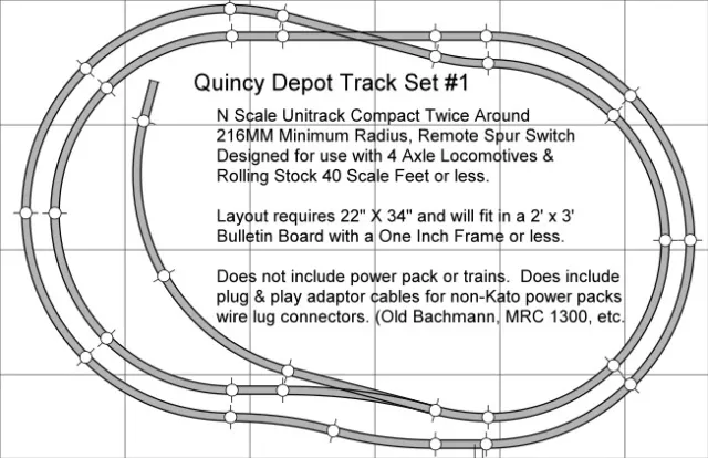 KATO N Track Set 2 X 3 Foot Area, 15' of Track /  Trams, Trolleys, 4 Axle Locos