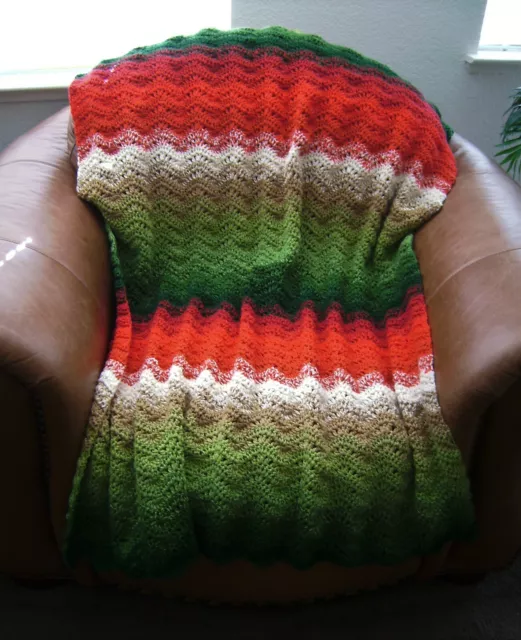 New Hand Crochet Christmas Multi Color Afghan Lap Blanket Throw