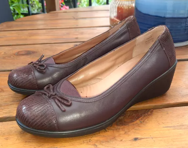 HOTTER WOMEN S PURPLE brown ox blood leather wedge court shoes size 3 36 13.50 PicClick UK