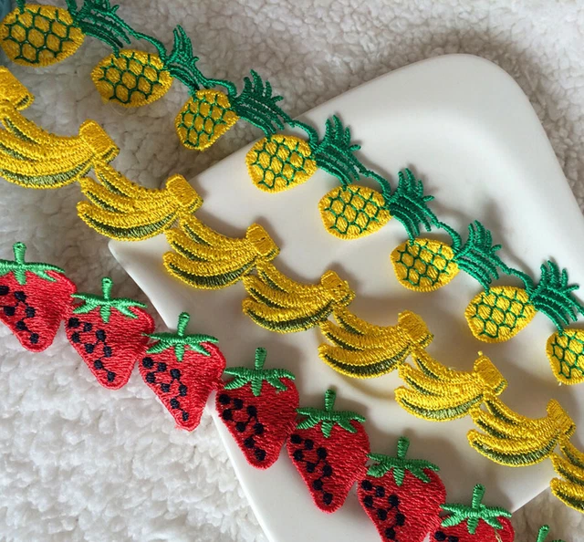 Strawberry, Banana, Pineapple, Lovely Rayon Venise Lace  zhs8