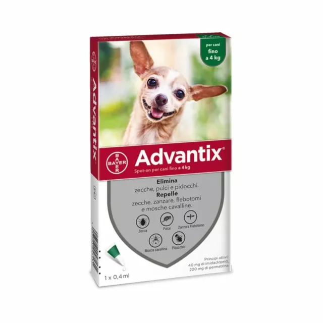 Advantix Bayer Per Cani 0-4 Kg 4 Pipette Scadenza 2025