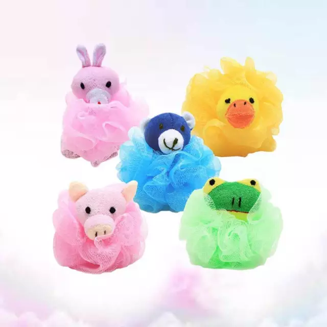 4 Pcs Körper Wäscher Puff Poufs Cartoon Bad Schwämme Haut Hocker