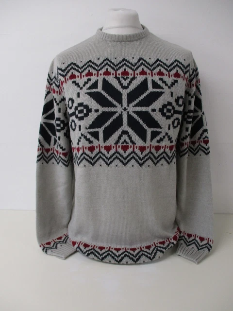 Fairisle Icelandic Jumper, CALLIOPE Sweater, Grey, Medium, To Fit 44" Chest