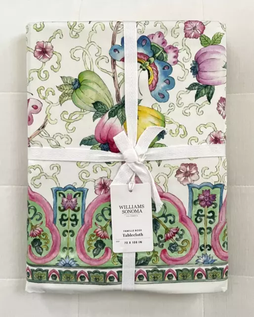 Williams Sonoma FAMILLE ROSE Tablecloth  70”x 108” Spring Easter NWT