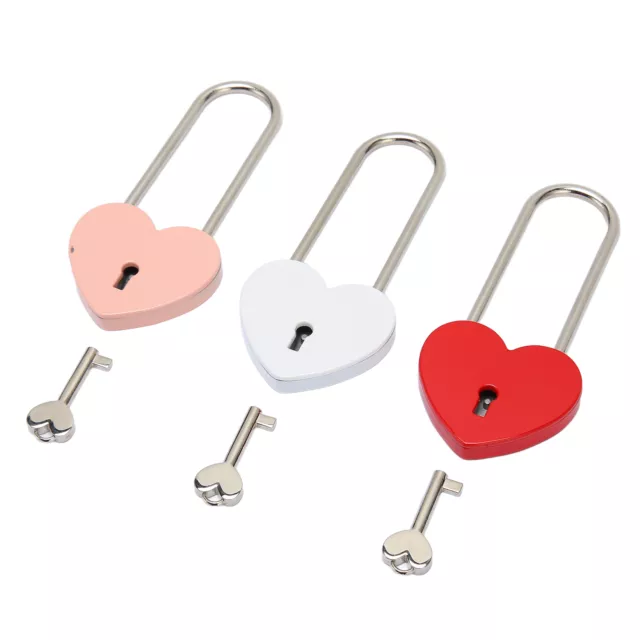 3Pcs Heart Lock Zinc Alloy Padlock Mini Lock Household Craft Supplies With Key