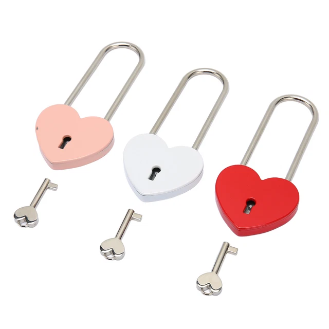 3Pcs Heart Lock Zinc Alloy Padlock Mini Lock Household Craft Supplies With Key