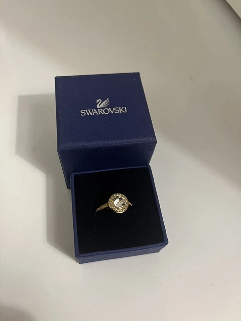 GENUINE SWAROVSKI ANGELIC Gold Tone Crystal ring Size 55 Lovely