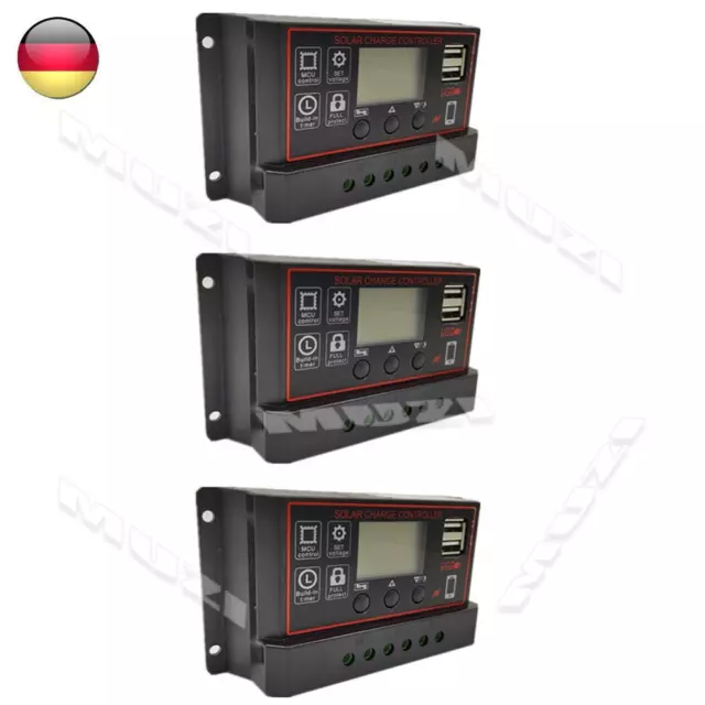 24V PWM Solar Charge Controller with Big LCD Display USB Port Solar Panel -DE