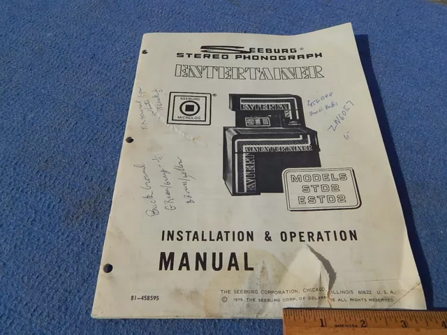 Seeburg STD2 Entertainer Installation & Operation Manual # 81-458595