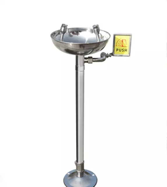 304 Lavaggio occhi verticale in acciaio inox con doppia testina spray aerata e parapolvere 3